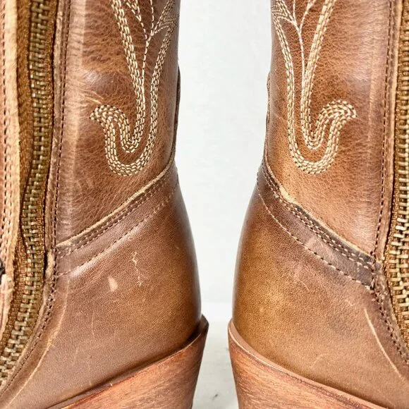Tan Heeled Boots with Intricate Embroidery - Picture 8 of 12